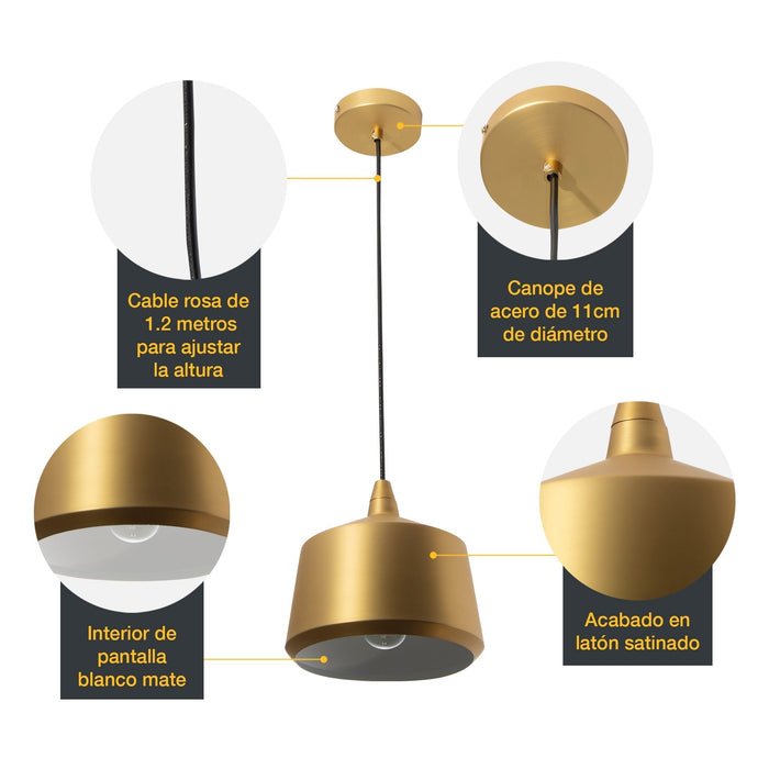 Lámpara Colgante  Bronce Brillante  E27 40W 1 Luz