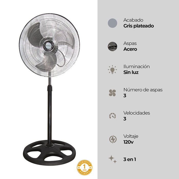 Ventilador de piso 18", 3 en 1, 3 velocidades