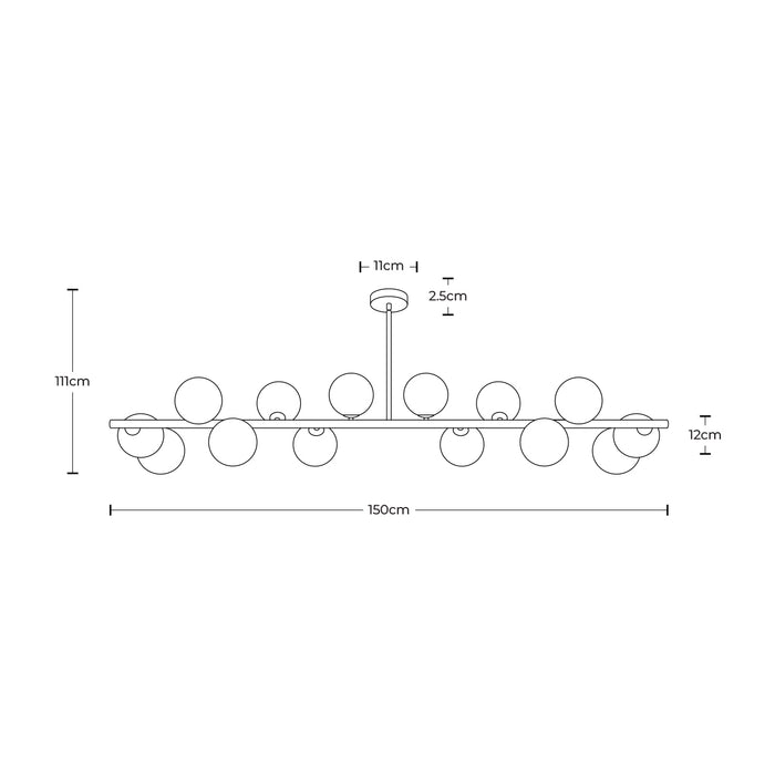 Lámpara colgante acabado latón, ambientes interiores, 14 luces, G9 5W