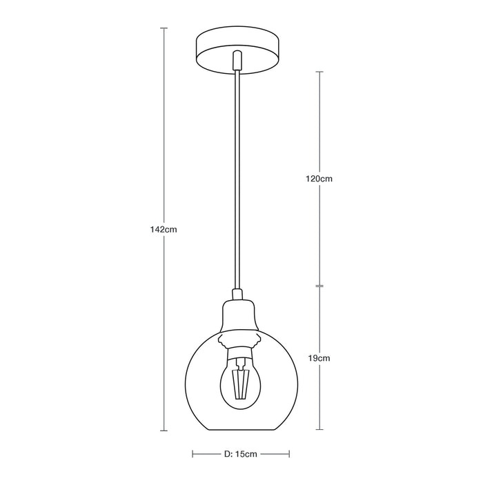 Lámpara Colgante Acabado en Negro Socket E27 40w 1 Luz