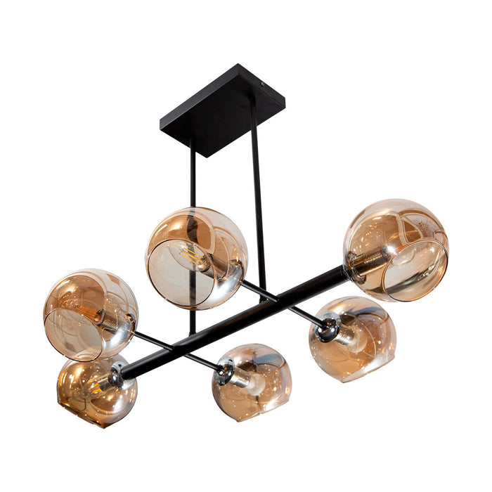 Lámpara de Techo Sputnik Negro Mate Ambar E14 40w 6 Luces