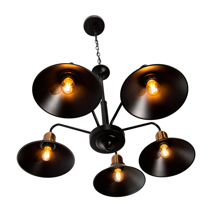 Lámpara Colgante Vintage E26 60w Negro Mate 5 Luces