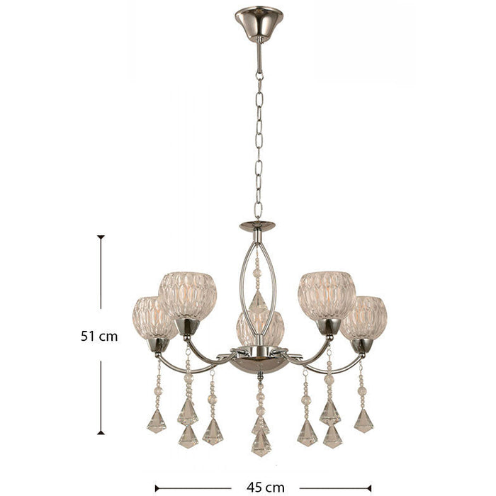 LAMP. TECHO CROMO 5L E14 40W