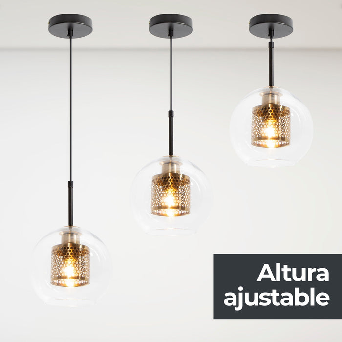 Lámpara Colgante Opulent Lighst Negro Dorado E27 40w 1 Luz