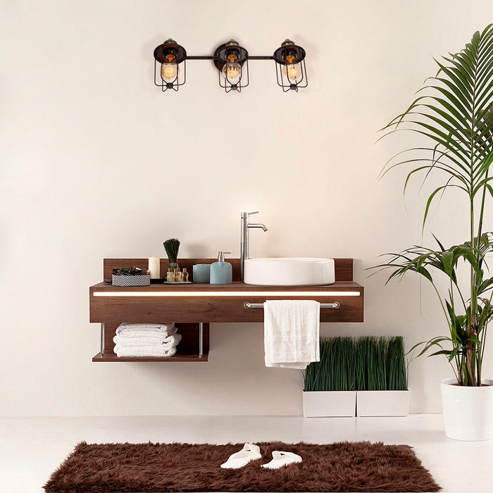Lámpara de Pared Negro Oscuro Vanity de Baño 40w T45 3 Luces