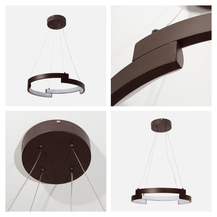 Lámpara colgante LED 3000K, acabado café oscuro, 30W