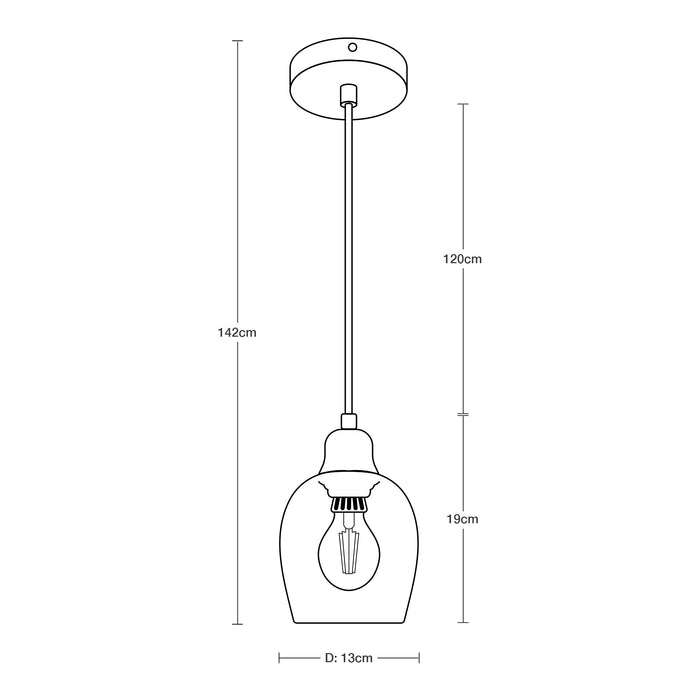 Lámpara Colgante Moderna Acabado en Negro Socket E27 40w 1 Luz