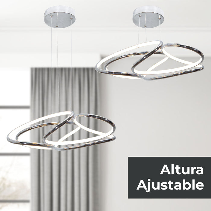 Lámpara Colgante LED, Acero, Acabado cromo, 36W