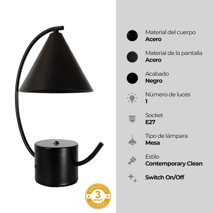Lámpara de Mesa Negro E27 40w 1 Luz