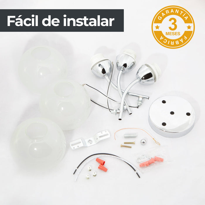 Lámpara Techo Cromo E27 40W 3 Luces