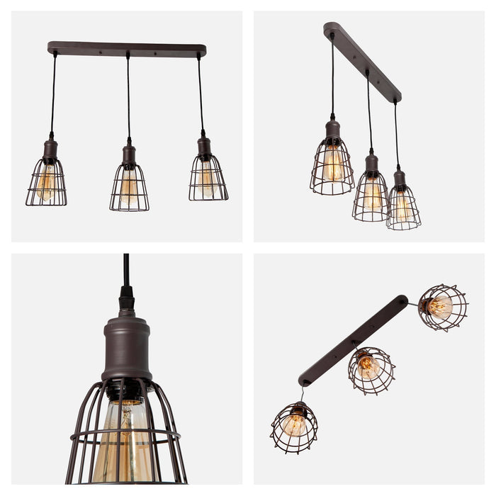 Lámpara Colgante Chocolate 3 Luces  E27 60w