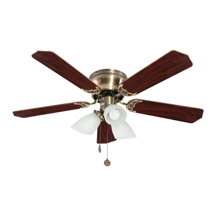 Ventilador Techo Flint 3 Luces 42" 5 Aspas, Control De Cadena