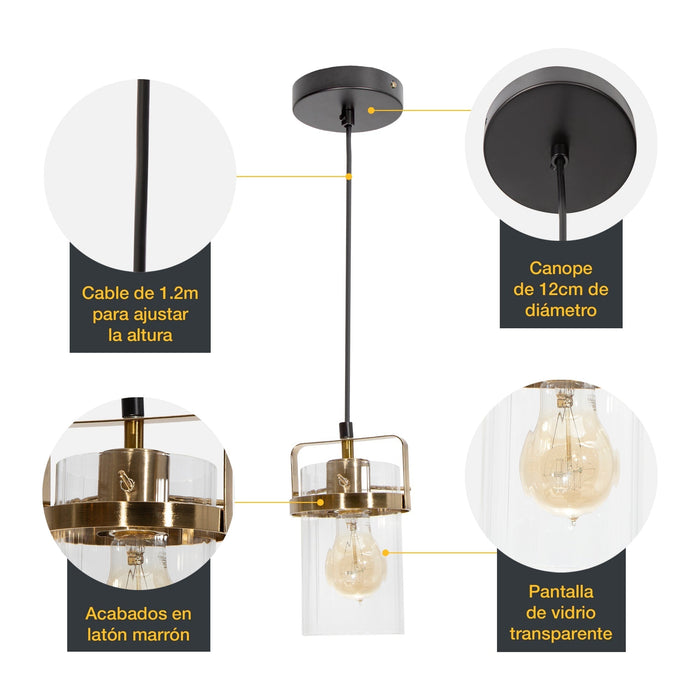 Lámpara Colgante Opulent Lights Negro Bronce E27 60w 1 Luz