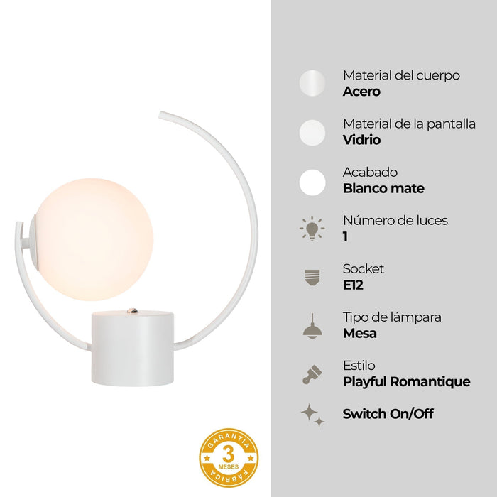 Lámpara de Mesa Blanco Mate E27 40w 1 Luz