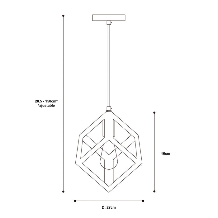 Lámpara Colgante Inlite Acero Color Negro de 1 Luz