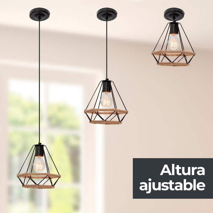 Lámpara Colgante Moderno Negro 40w E27 1 Luz acabado geométrico