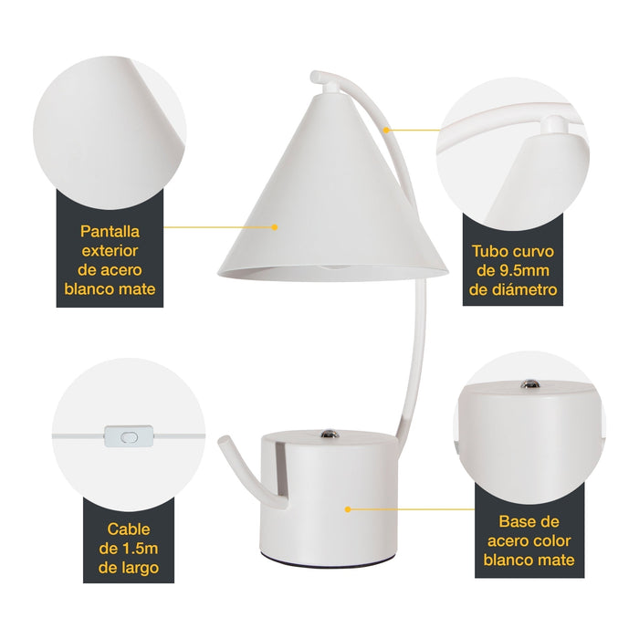 Lámpara de Mesa Blanco E27 40w 1 Luz