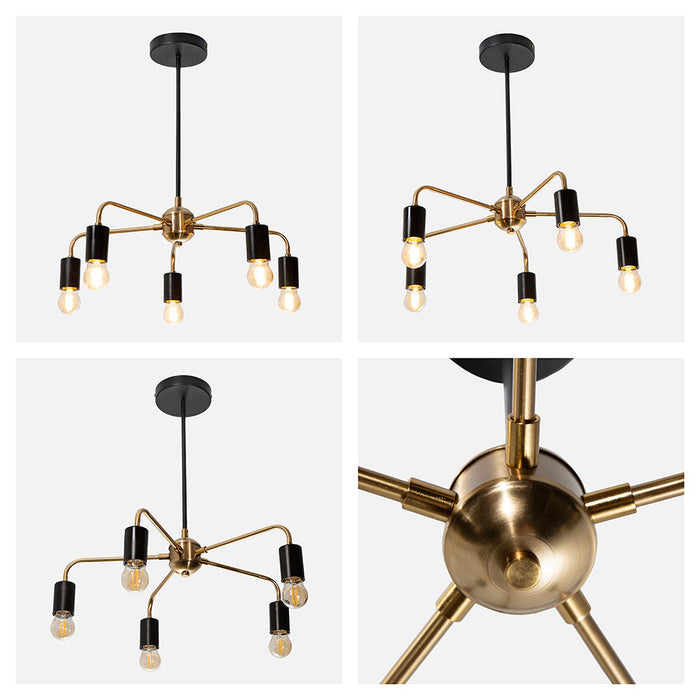 Lámpara Colgante Araña Negro Latón G100 E27 40w 5 Luces