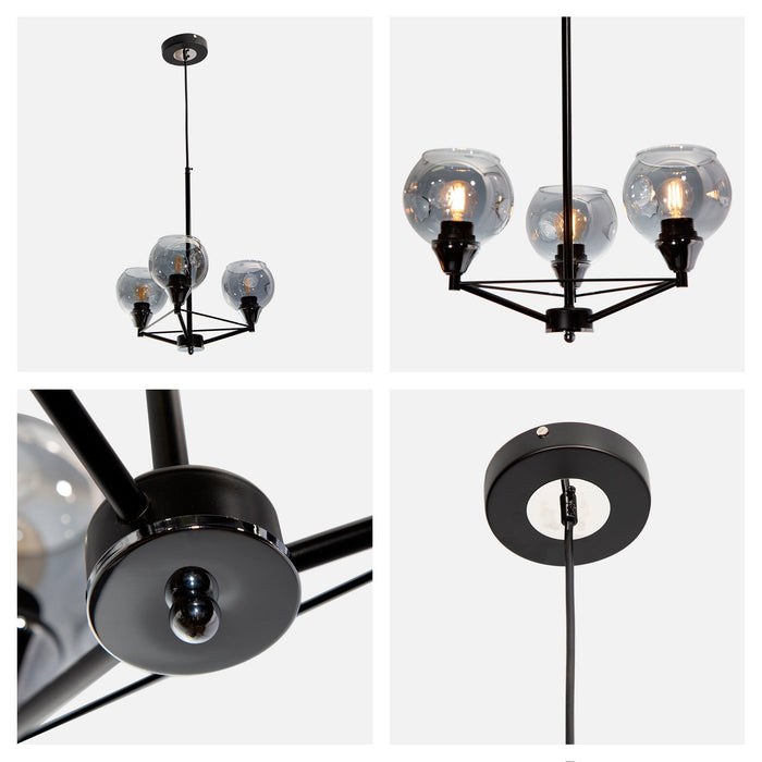 Lampara Colgante Moderno Cromo 60w E27 3 Luces-sh1