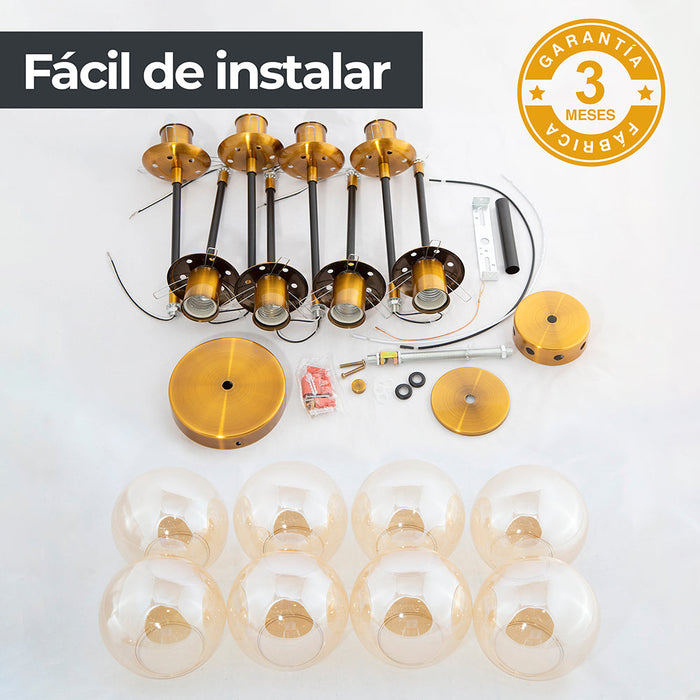 Lámpara de Techo Opulent Niquel Satinado E27 40w 8 Luces