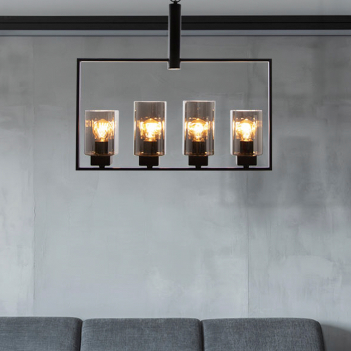 Lámpara Colgante Color Negro Mate 60 W de 4 Luces