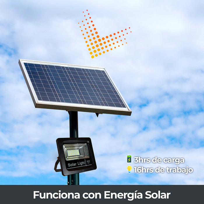 Lámpara Solar Exterior Piso LED 30W 6500K Luz Blanca IP64