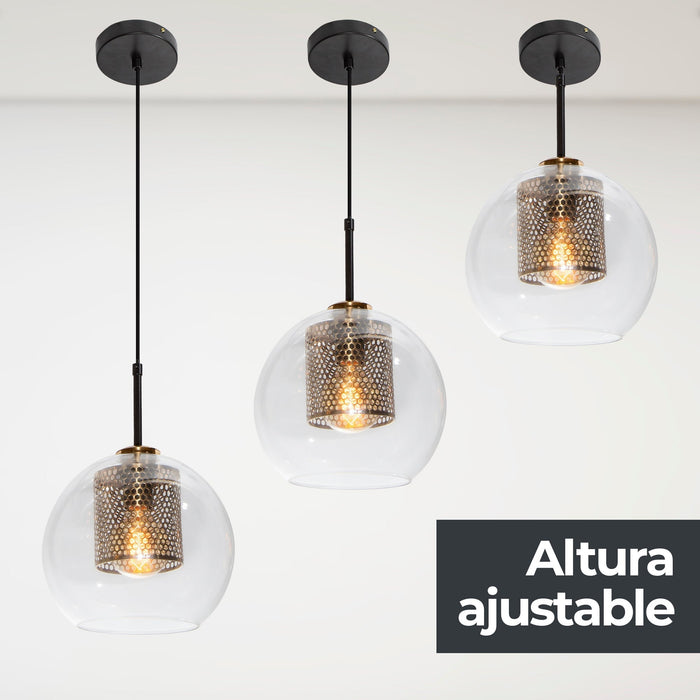 Lámpara Colgante Opulent Lights Negro Dorado E27 40w 1 Luz