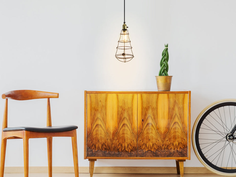 Lámpara Colgante Inlite Color Negro y Chocolate de 1 Luz