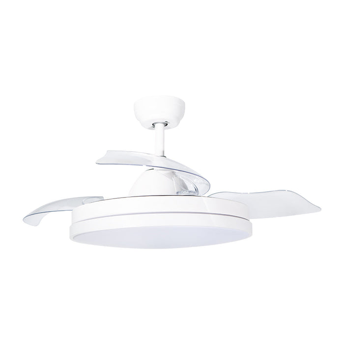 Ventilador De Techo Retractil 42", Luz LED, Blanco Mate, 3 Aspas, 6 Velocidades