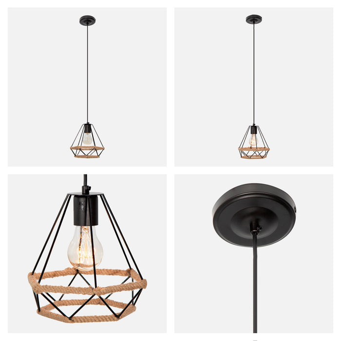 Lámpara Colgante Moderno Negro 40w E27 1 Luz acabado geométrico