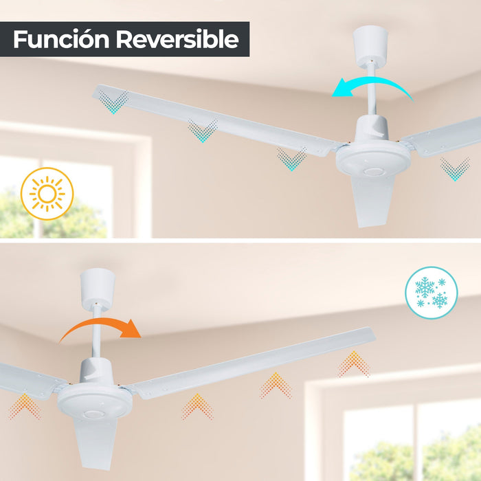 Ventilador De Techo Industrial 56 3 Aspas Blanco