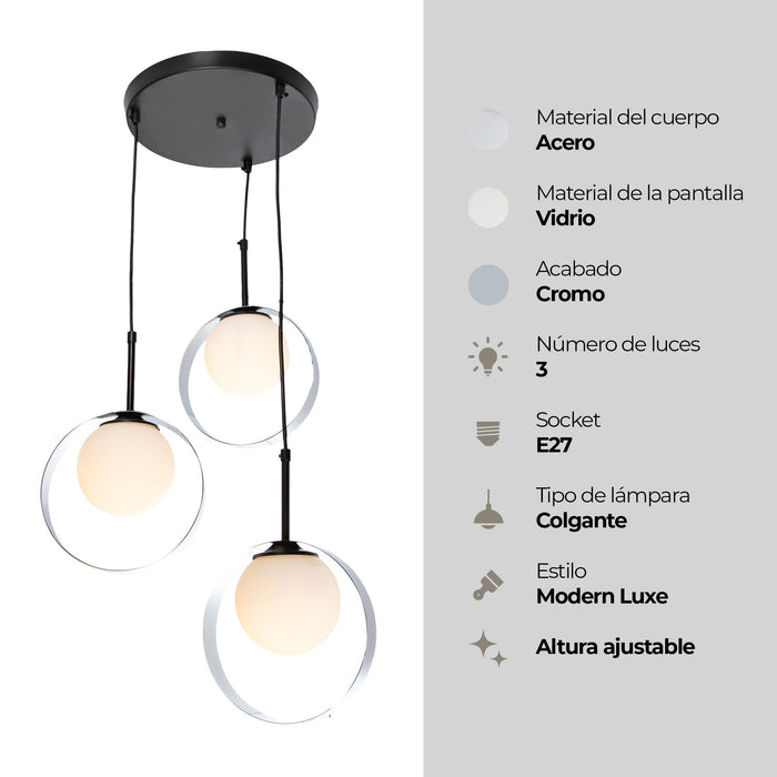 Lámpara Colgante Playful Romantique Blanco E27 40w 3 Luces