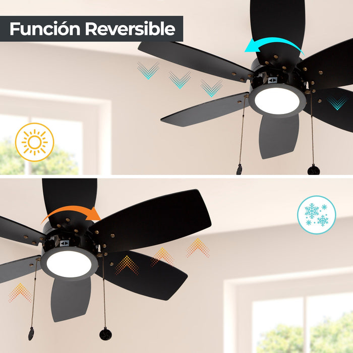 Ventilador LED De Techo 32" Negro 12W