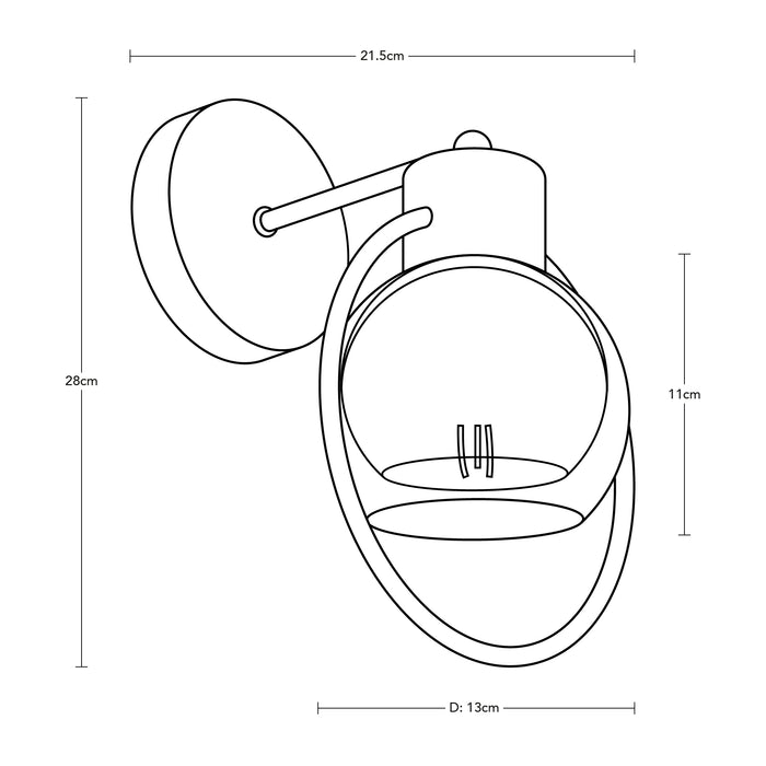 Lámpara de Pared Modern Luxe Negro E27 40w 1 Luz