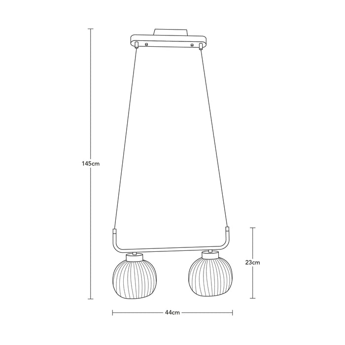 Lámpara Colgante Moderno Negro y Dorado 40w E27 2 Luces