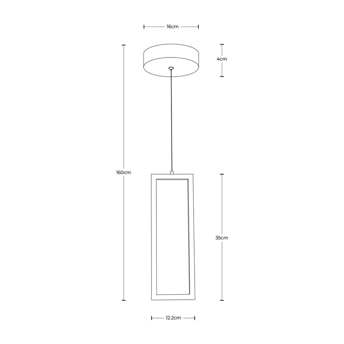 Lámpara colgante LED dimmable 3000K, acabado negro, 20W
