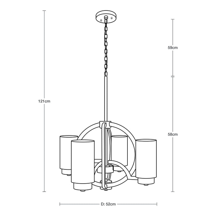 Lámpara Colgante  Transicional Níquel Satinado E27 40W 4 Luces