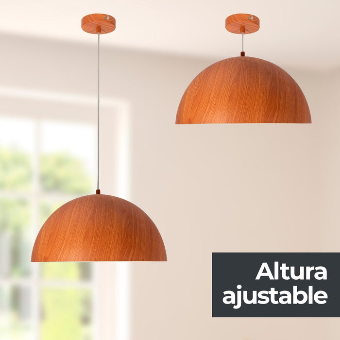 Lámpara Colgante Madera Oscuro E27 60w 1 Luz