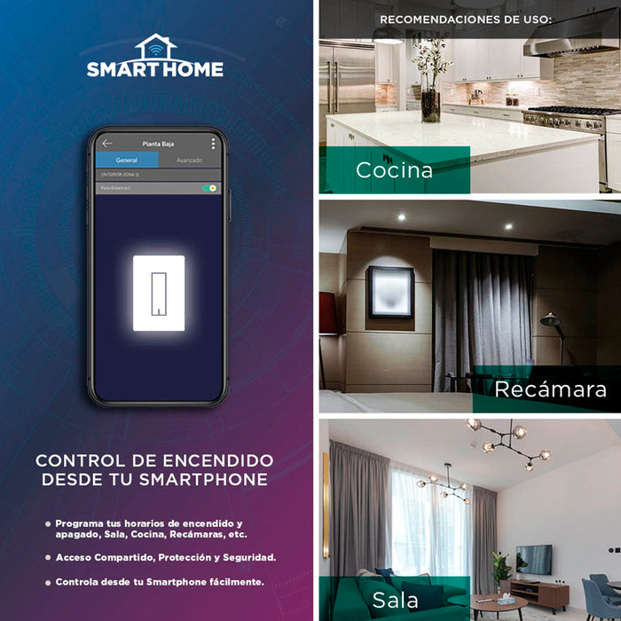 Interruptor inteligente regulable con sensor de brillo y encendido y apagado