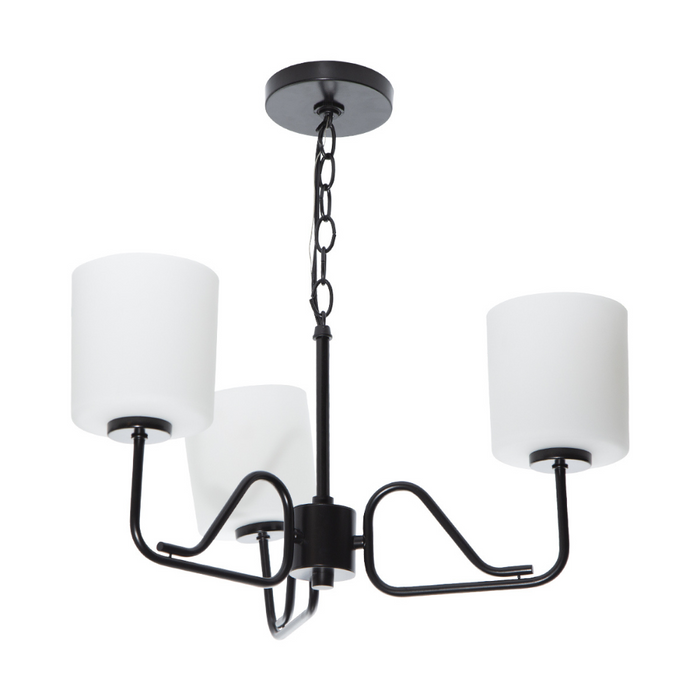 Lámpara de araña Tobin Collection moderna de 3 luces, acabado negro mate