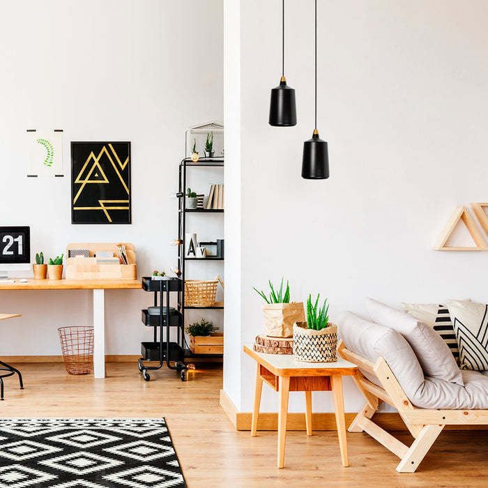 Lámpara Colgante  Negro Mate Bronce  E27 40W 1 Luz