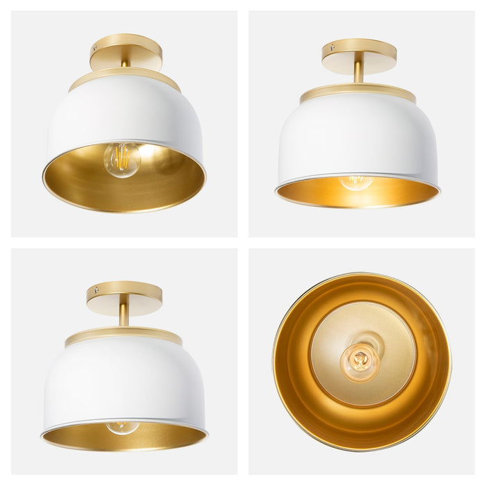 Lámpara de Techo Vintage Blanco Mate Oro 40W E27 1 Luz