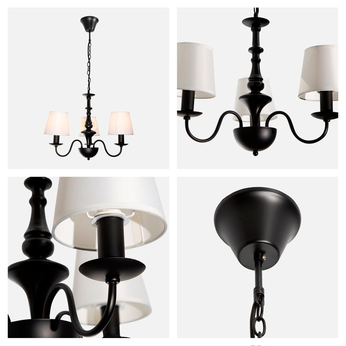 Lámpara Colgante Clasico Negro 40w Socket E14 3 Luces