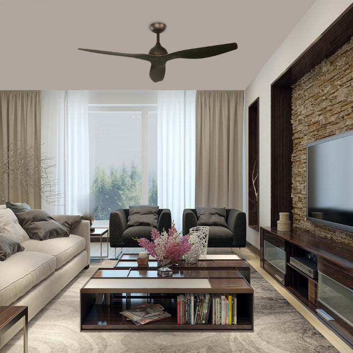 VENTILADOR DE TECHO 52" BRONCE REVERSIBLE CON CONTROL REMOTO (DC MOTOR)