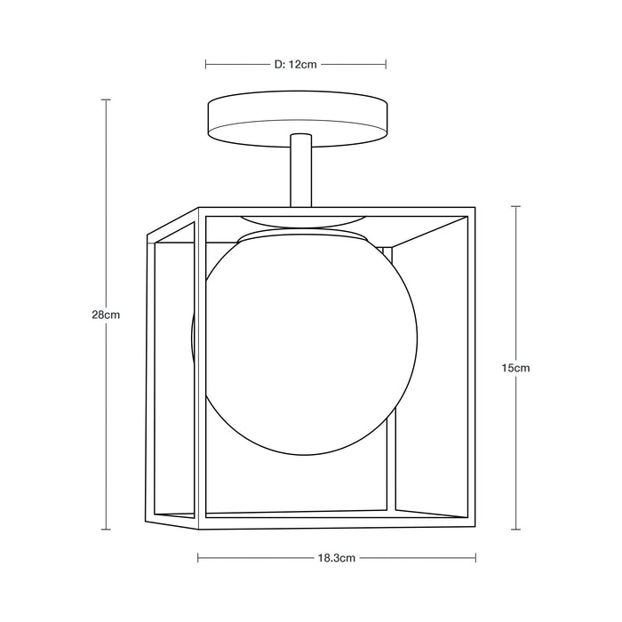 Lámpara de Techo Moderna Cubo Negro Mate Oro 40W E27 1 Luz