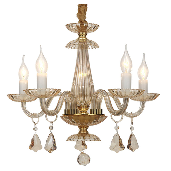 Lámpara Colgante Lumicentro Candelabro Color Dorado de 5 Luces