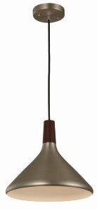 Lámpara Colgante Techo Vintage Níquel Madera E27 40w 1 Luz