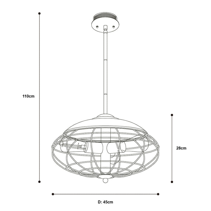 Lámpara Colgante Color Plata 60 W de 3 Luces