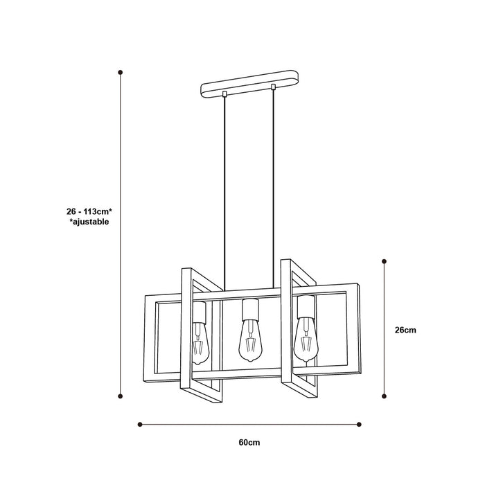 Lámpara Colgante Designers Bronce y Dorado 3 Luces 40W E27