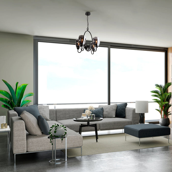 Lámpara Colgante  Negro Vidrio Ahumado 60W E26 4 Luces